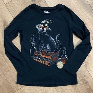 Oshkosh girls Halloween black cat long sleeved tee top size 12